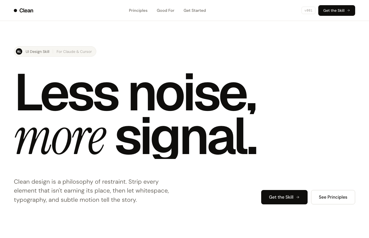Clean Design System for Claude & Cursor | Skills UI